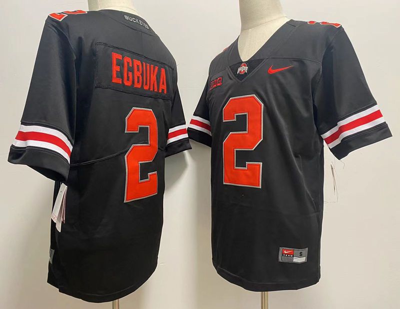 Men Ohio State Buckeyes 2 Egbuka Black Nike 2025 NCAA Jersey
